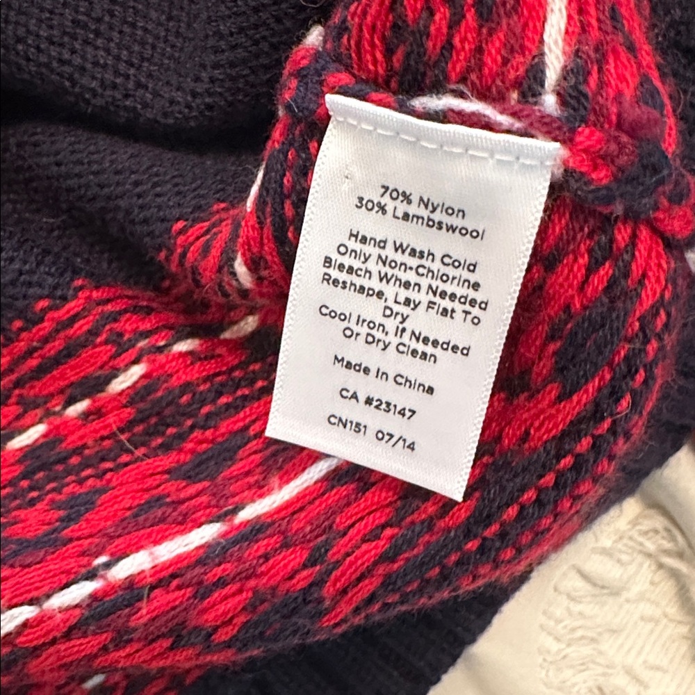 Talbots fair isle cardigan wool blend xs navy red - Picture 6 of 6
